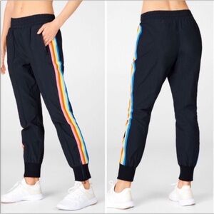 Fabletics Carol black track pants with rainbow stripes Size Medium